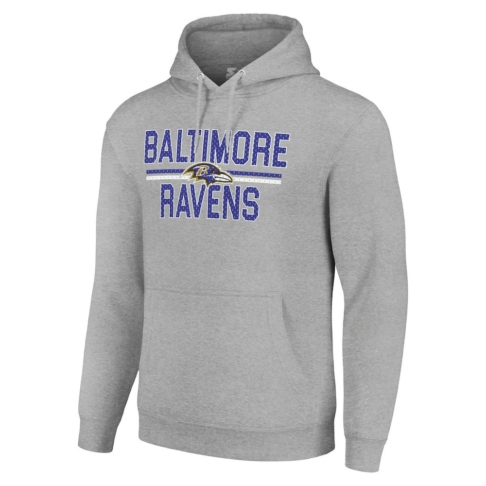 Baltimore Ravens Starter Unisex Team Mesh Print Graphic Tri-Blend Pullover Hoodie Heather Gray
