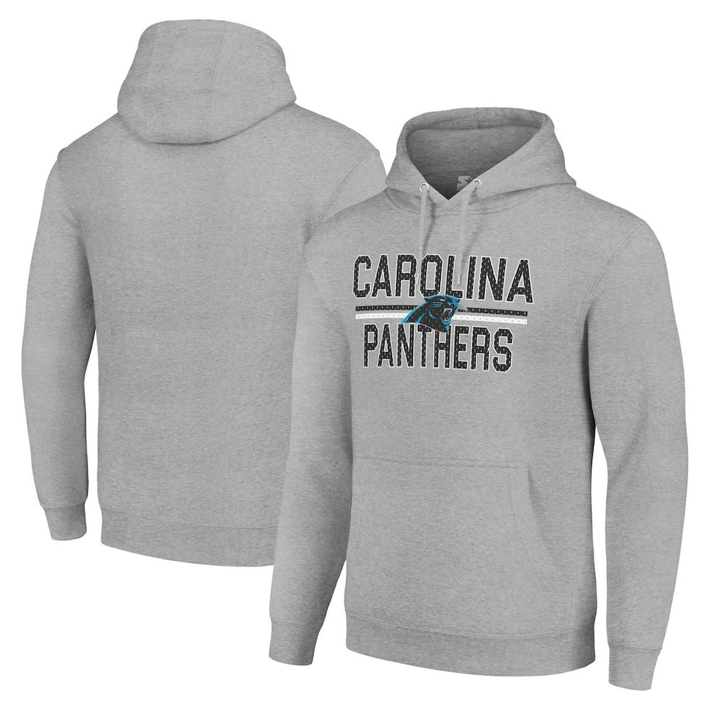 Carolina Panthers Starter Unisex Team Mesh Print Graphic Tri-Blend Pullover Hoodie Heather Gray