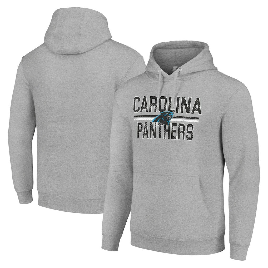 Carolina Panthers Starter Unisex Team Mesh Print Graphic Tri-Blend Pullover Hoodie Heather Gray
