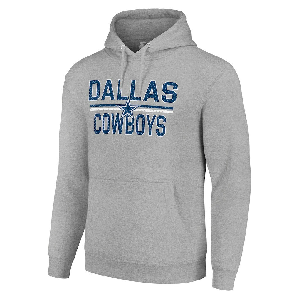 Dallas Cowboys Starter Unisex Team Mesh Print Graphic Tri-Blend Pullover Hoodie Heather Gray
