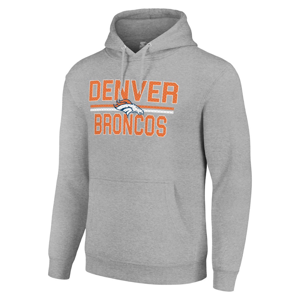 Denver Broncos Starter Unisex Team Mesh Print Graphic Tri-Blend Pullover Hoodie Heather Gray
