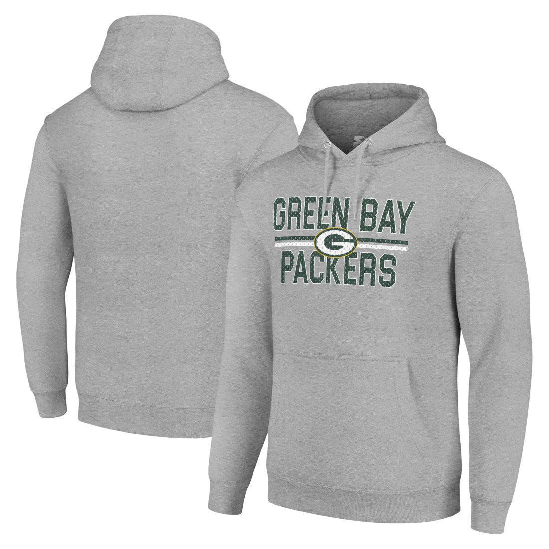 Green Bay Packers Starter Unisex Team Mesh Print Graphic Tri-Blend Pullover Hoodie Heather Gray