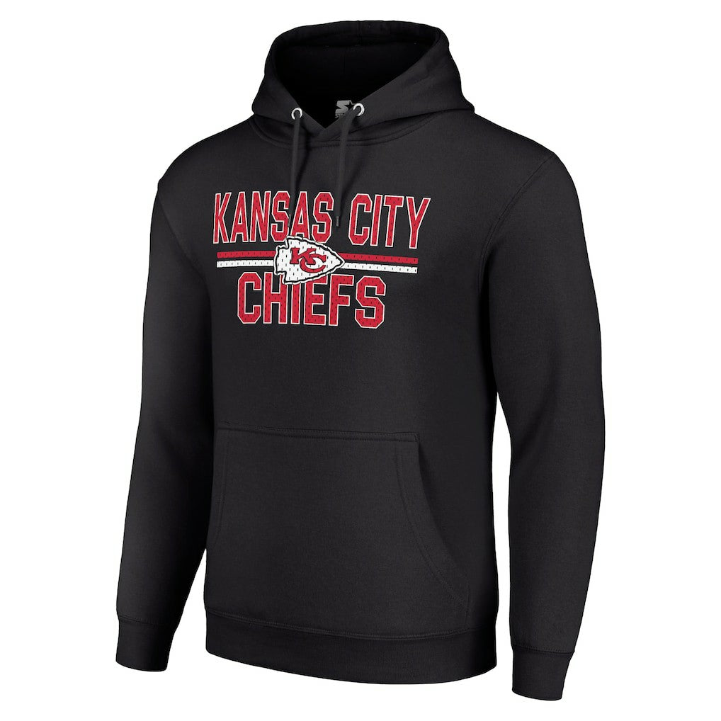 Kansas City Chiefs Starter Unisex Team Mesh Print Graphic Tri-Blend Pullover Hoodie Black