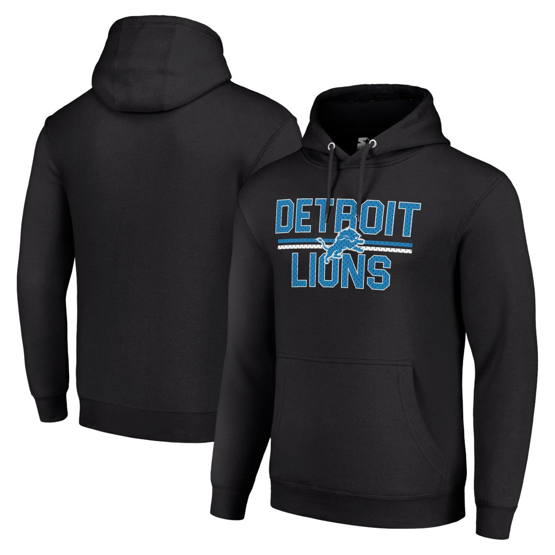 Detroit Lions Starter Unisex Team Mesh Print Graphic Tri-Blend Pullover Hoodie Black
