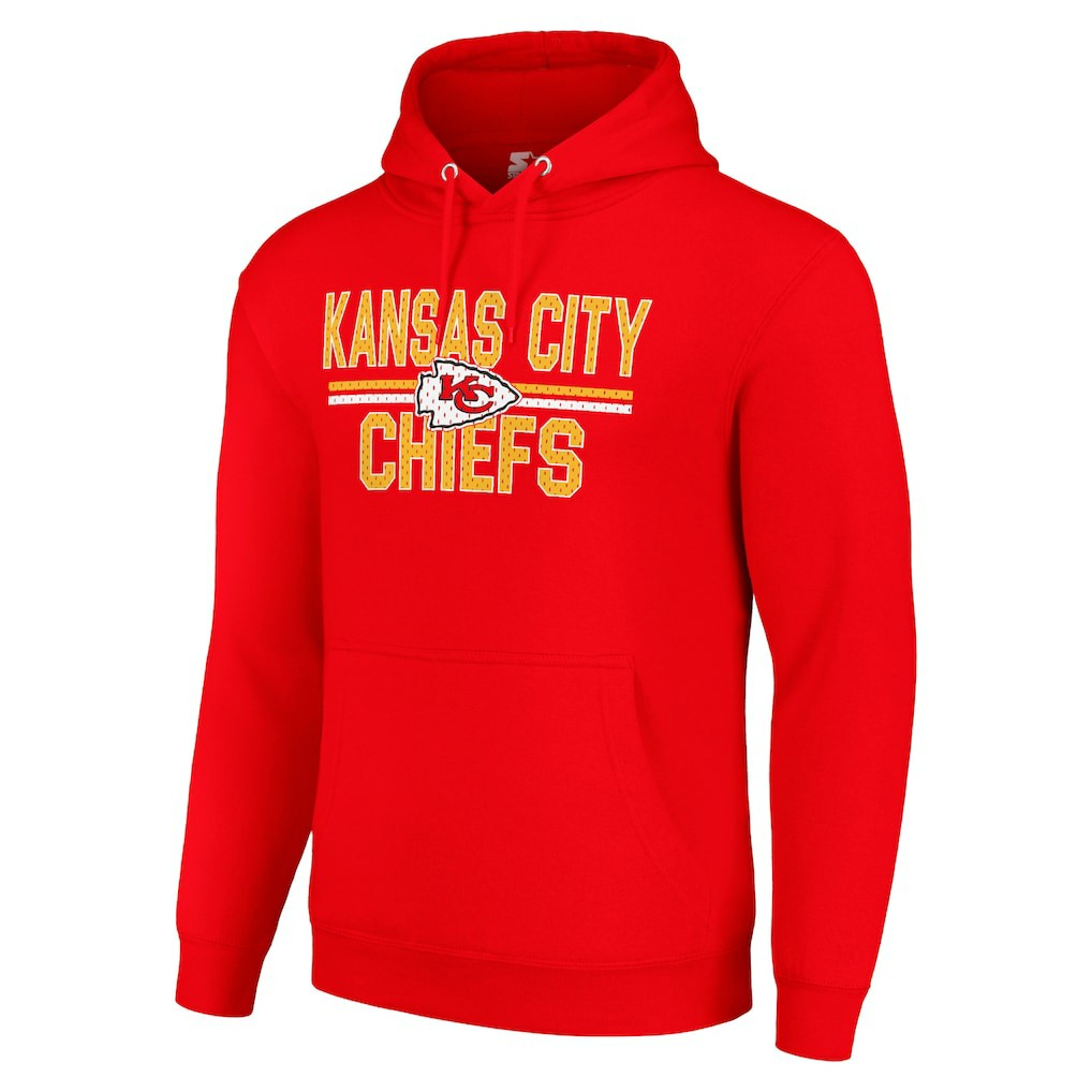 Kansas City Chiefs Starter Unisex Team Mesh Print Graphic Tri-Blend Pullover Hoodie Red