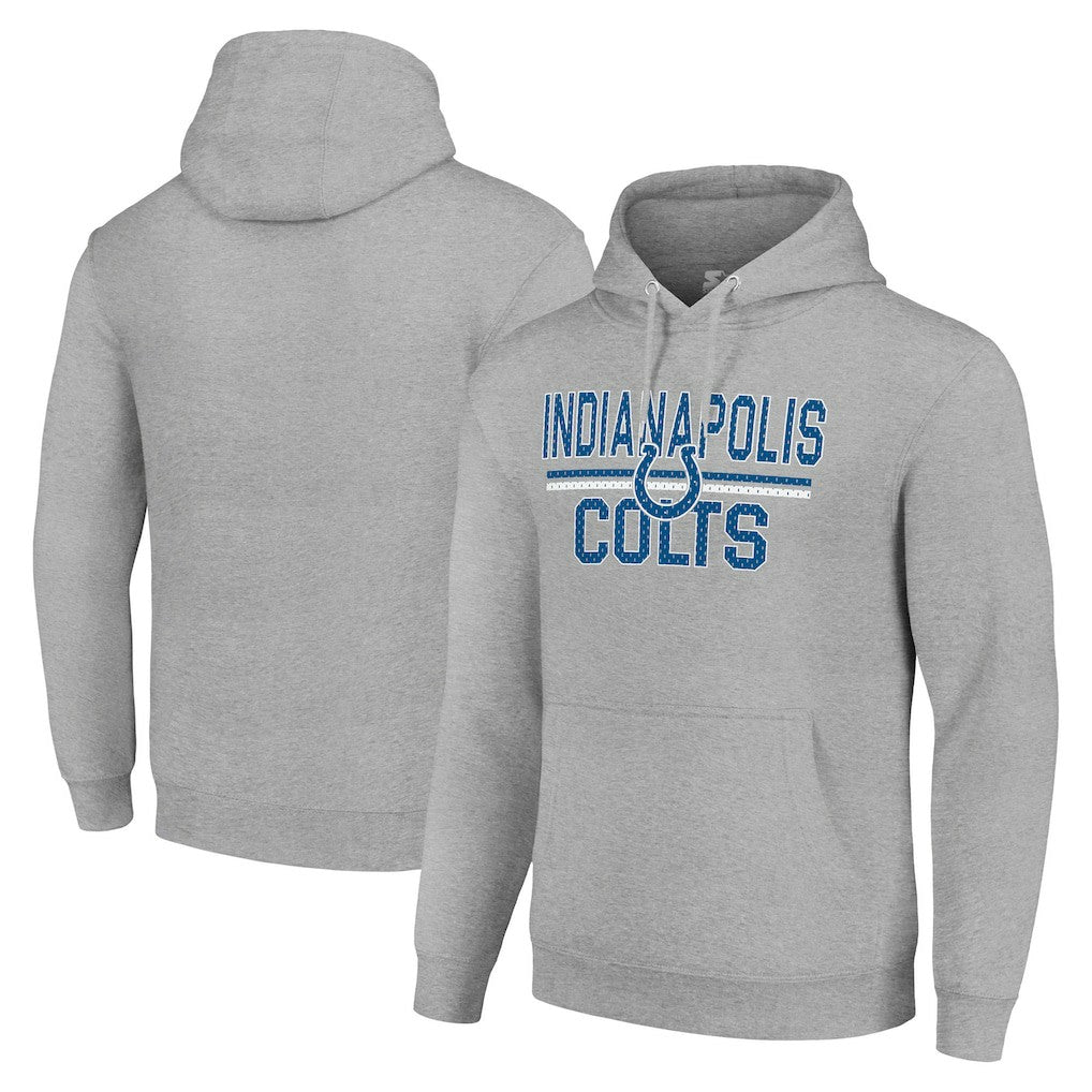 Indianapolis Colts Starter Unisex Team Mesh Print Graphic Tri-Blend Pullover Hoodie Heather Gray