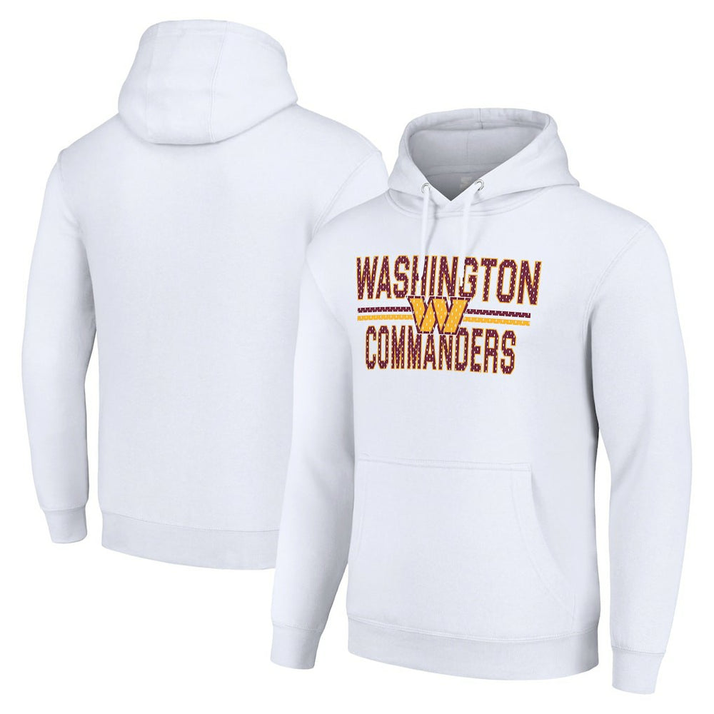 Washington Commanders Starter Unisex Team Mesh Print Graphic Tri-Blend Pullover Hoodie White