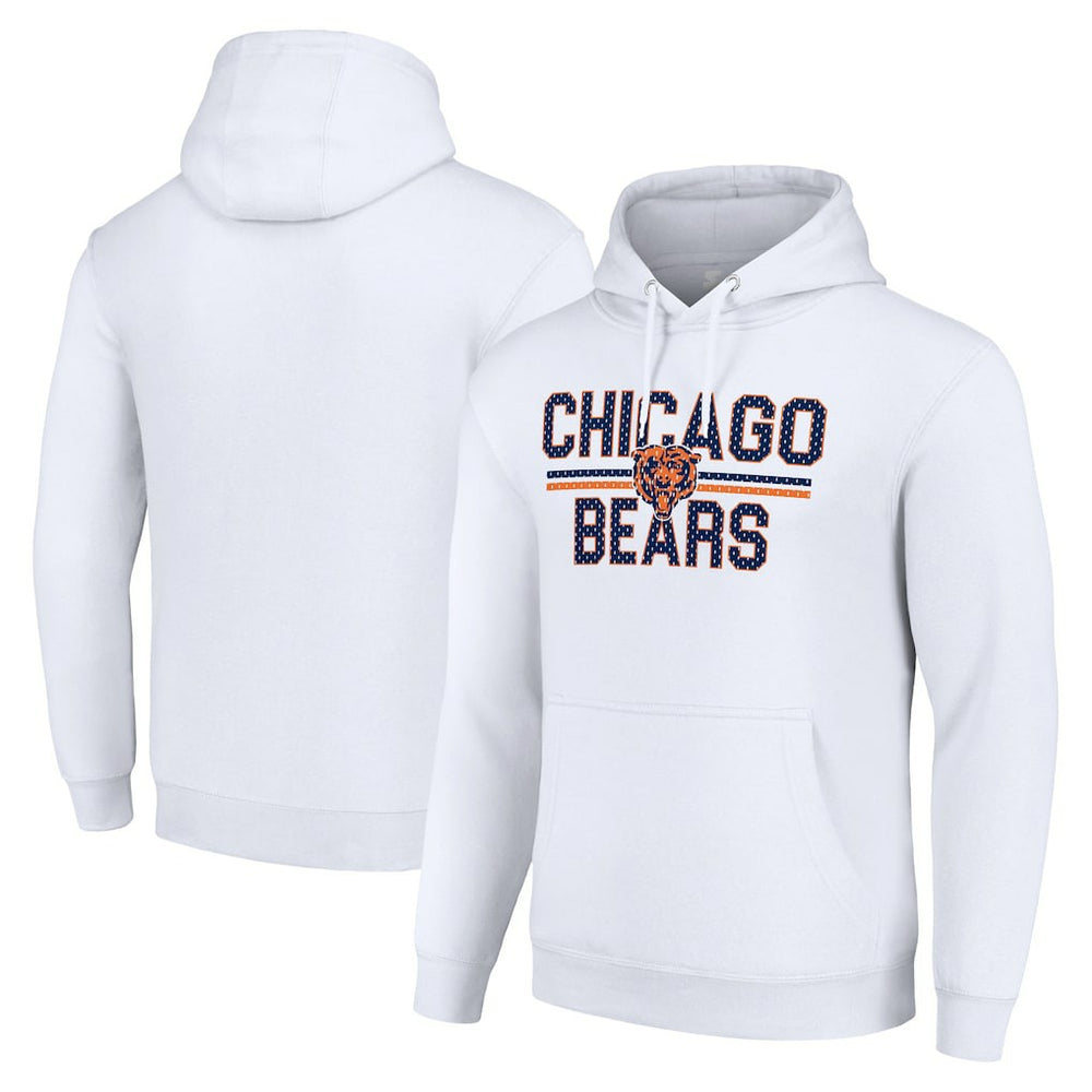 Chicago Bears Starter Unisex Team Mesh Print Graphic Tri-Blend Pullover Hoodie White