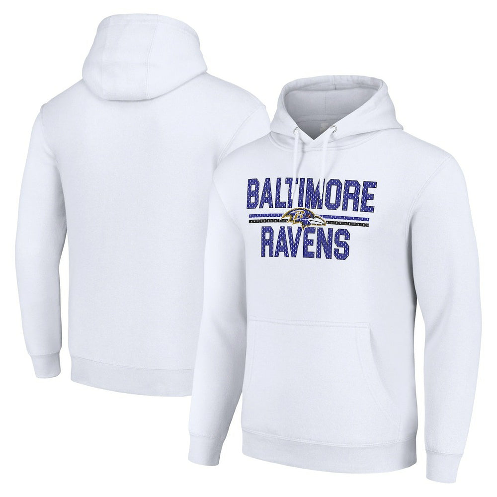 Baltimore Ravens Starter Unisex Team Mesh Print Graphic Tri-Blend Pullover Hoodie White