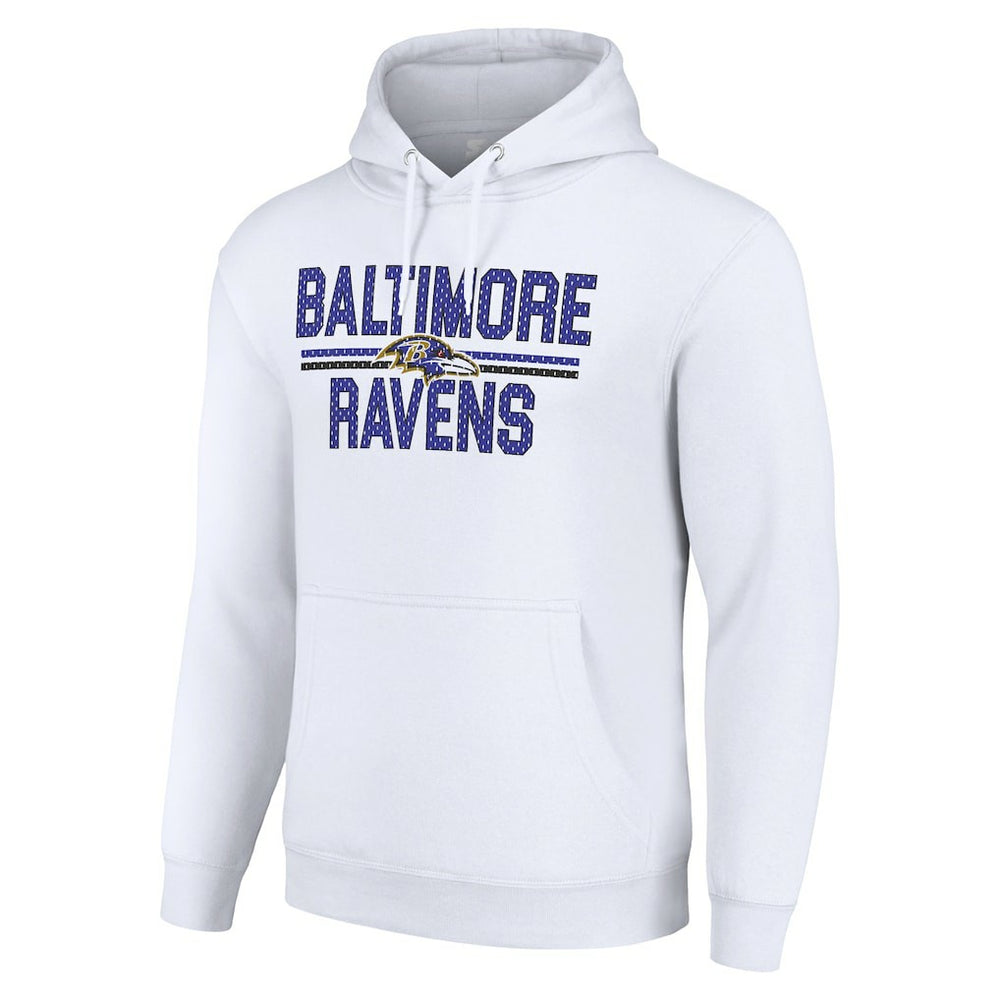 Baltimore Ravens Starter Unisex Team Mesh Print Graphic Tri-Blend Pullover Hoodie White