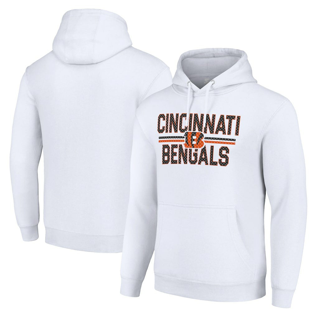 Cincinnati Bengals Starter Unisex Team Mesh Print Graphic Tri-Blend Pullover Hoodie White