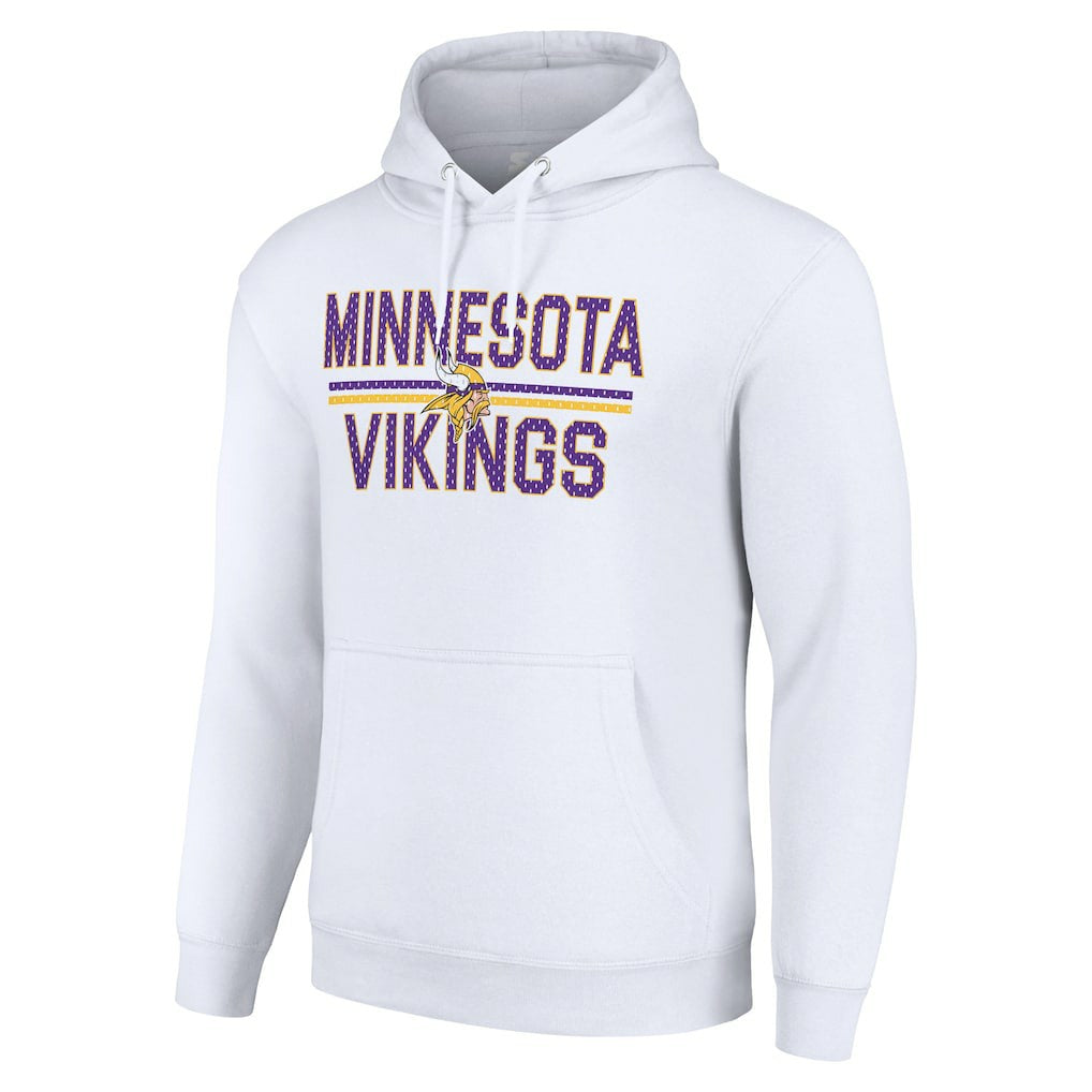 Minnesota Vikings Starter Unisex Team Mesh Print Graphic Tri-Blend Pullover Hoodie White