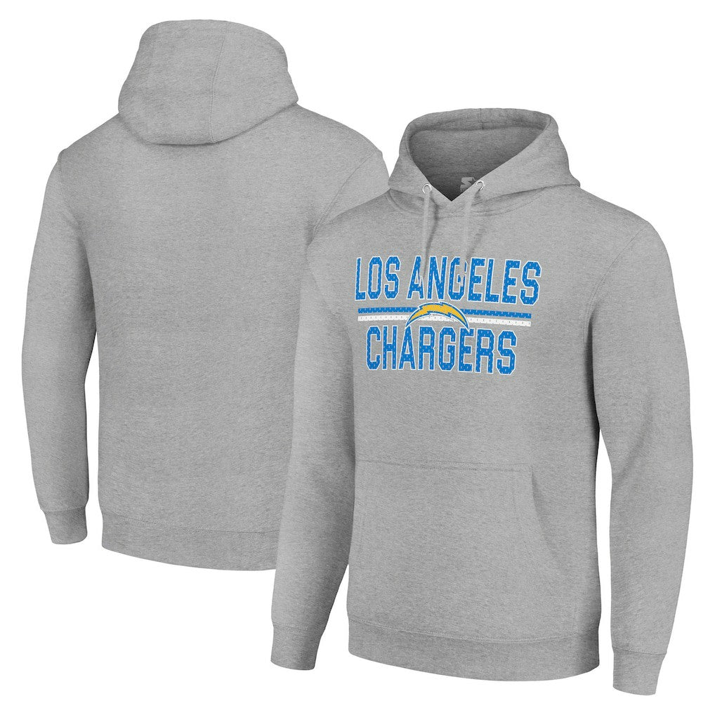 Los Angeles Chargers Starter Unisex Team Mesh Print Graphic Tri-Blend Pullover Hoodie Heather Gray