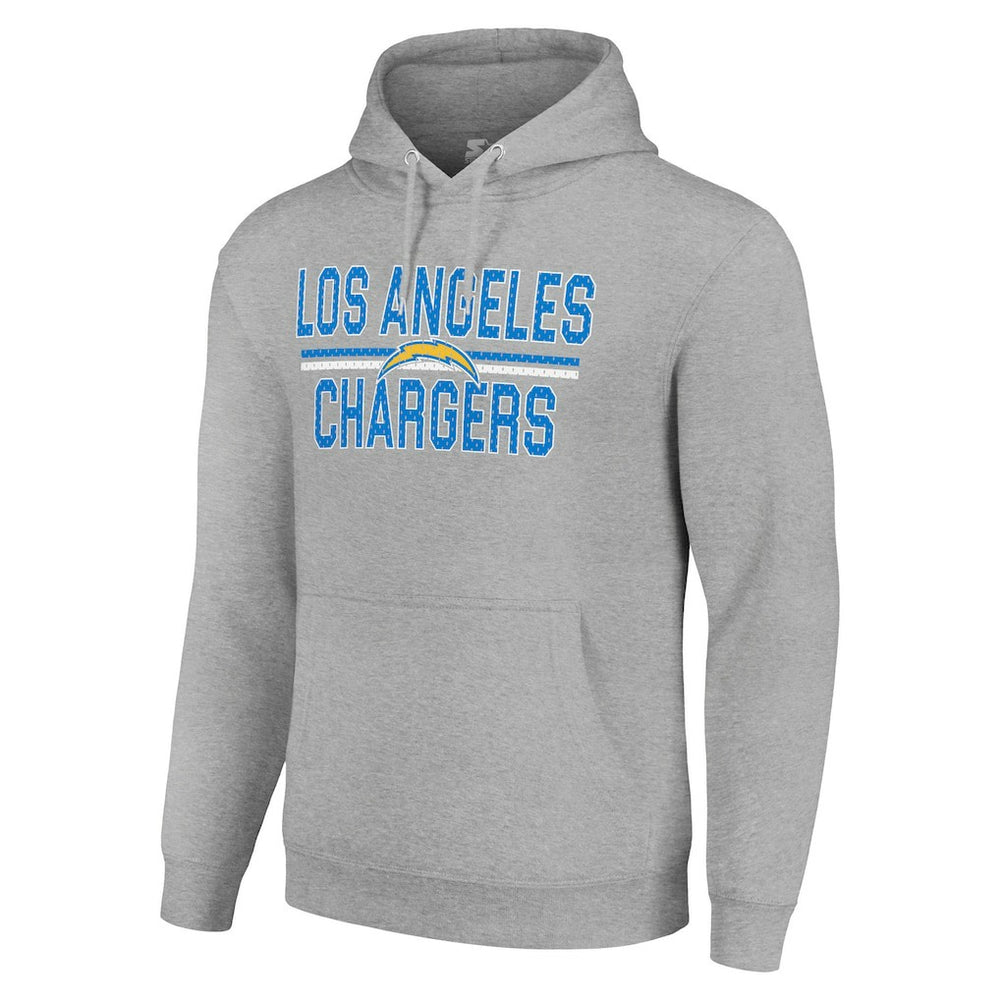 Los Angeles Chargers Starter Unisex Team Mesh Print Graphic Tri-Blend Pullover Hoodie Heather Gray