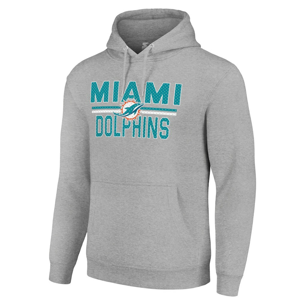 Miami Dolphins Starter Unisex Team Mesh Print Graphic Tri-Blend Pullover Hoodie Heather Gray