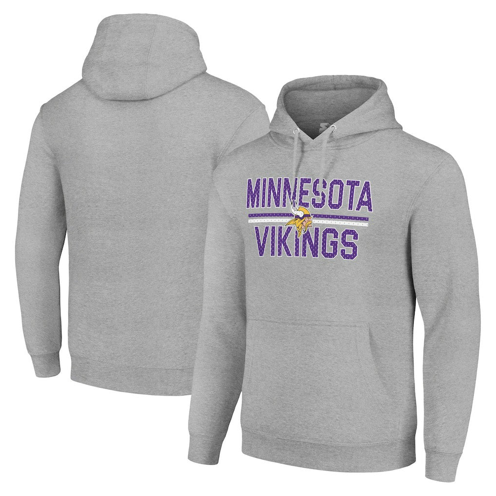 Minnesota Vikings Starter Unisex Team Mesh Print Graphic Tri-Blend Pullover Hoodie Heather Gray