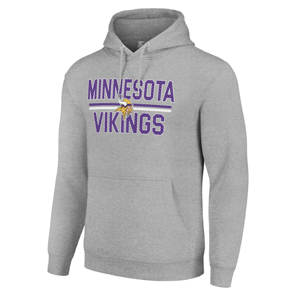 Minnesota Vikings Starter Unisex Team Mesh Print Graphic Tri-Blend Pullover Hoodie Heather Gray