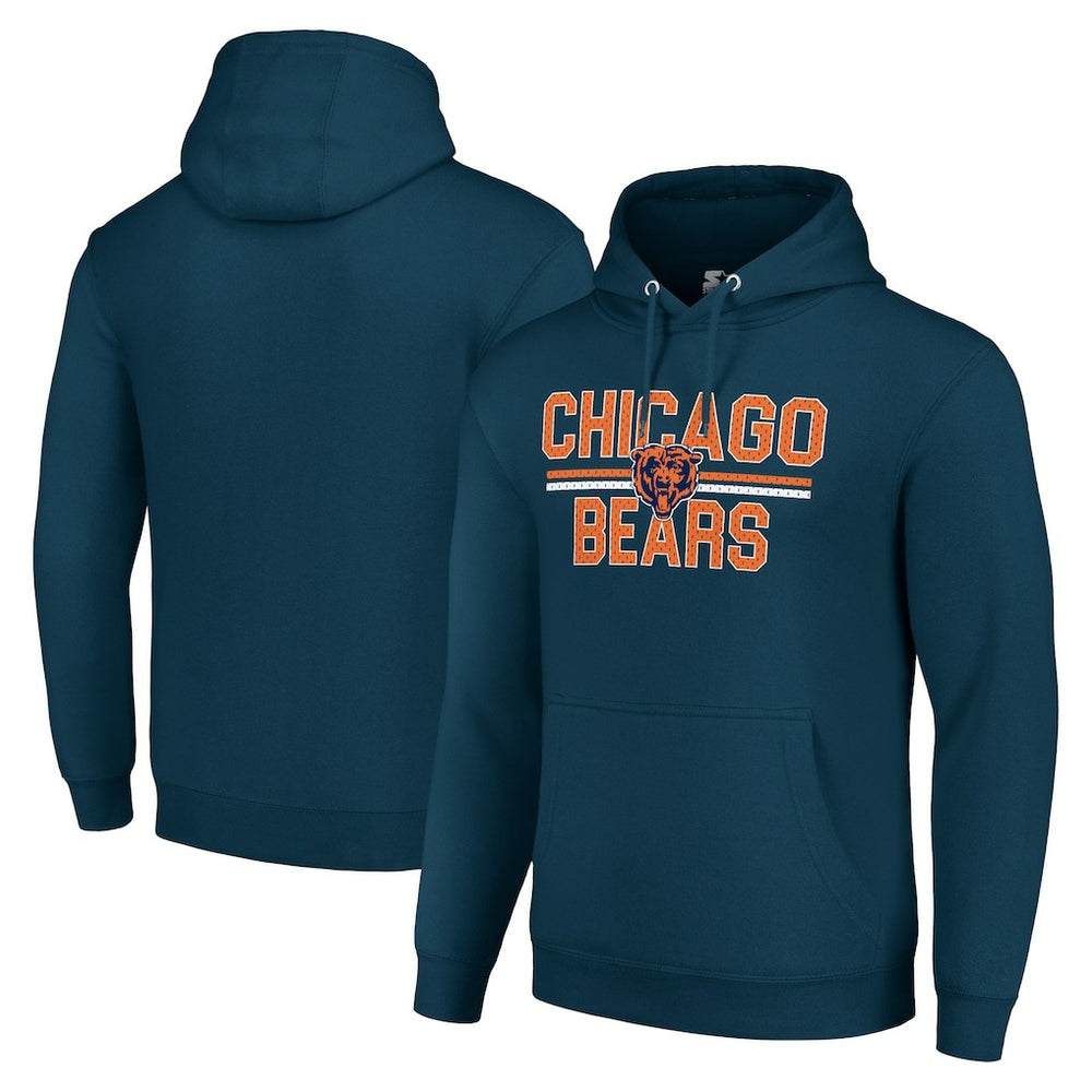 Chicago Bears Starter Unisex Team Mesh Print Graphic Tri-Blend Pullover Hoodie Navy