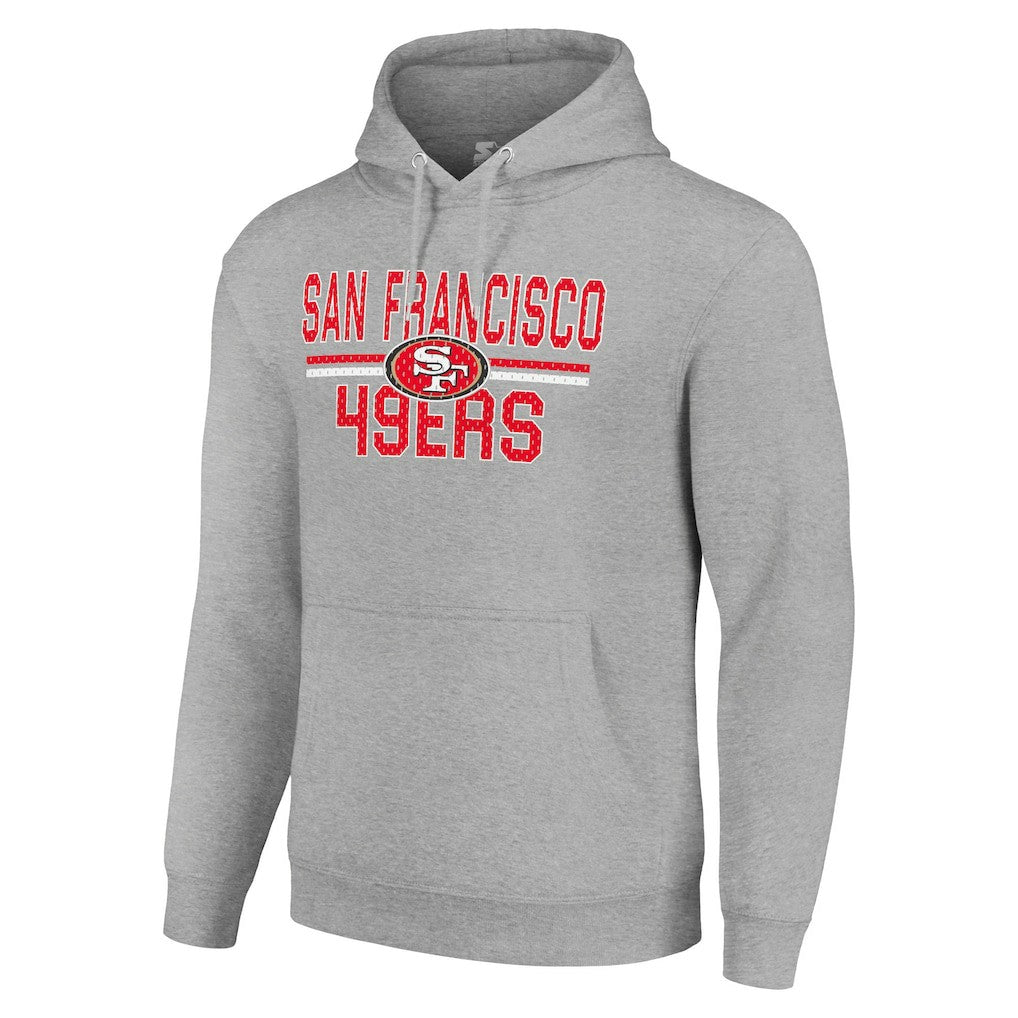 San Francisco 49ers Starter Unisex Team Mesh Print Graphic Tri-Blend Pullover Hoodie Heather Gray