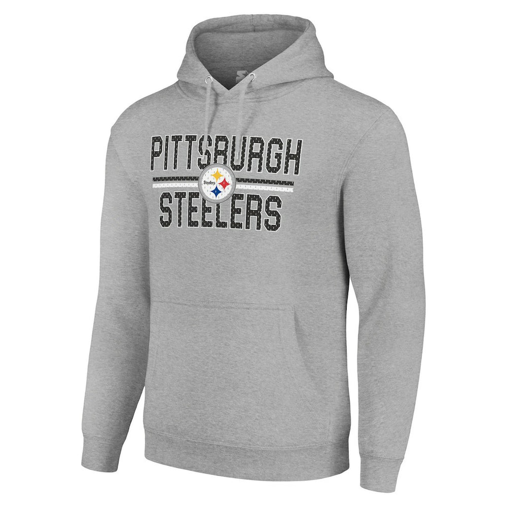Pittsburgh Steelers Starter Unisex Team Mesh Print Graphic Tri-Blend Pullover Hoodie Heather Gray