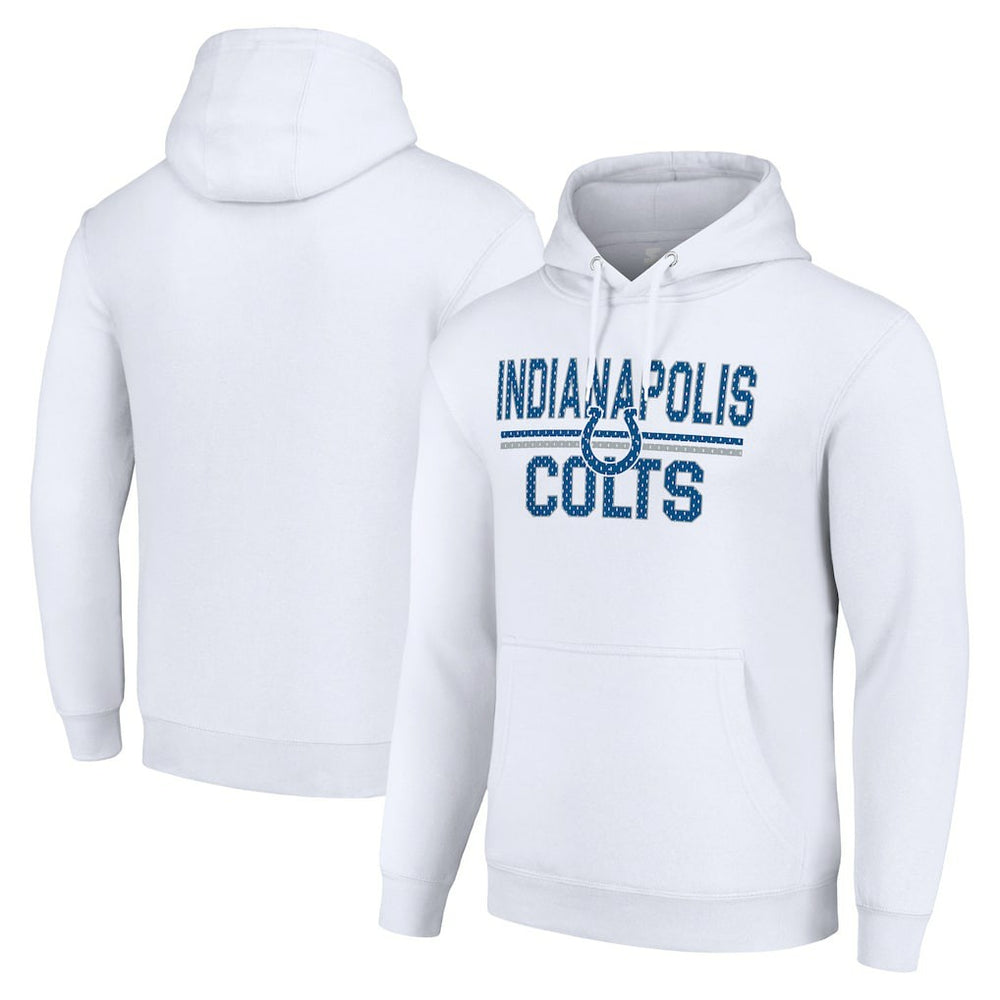 Indianapolis Colts Starter Unisex Team Mesh Print Graphic Tri-Blend Pullover Hoodie White