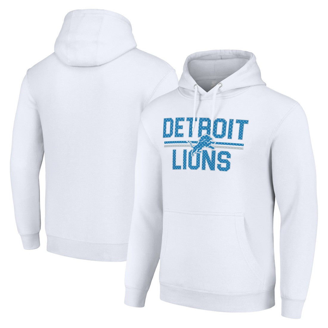 Detroit Lions Starter Unisex Team Mesh Print Graphic Tri-Blend Pullover Hoodie White