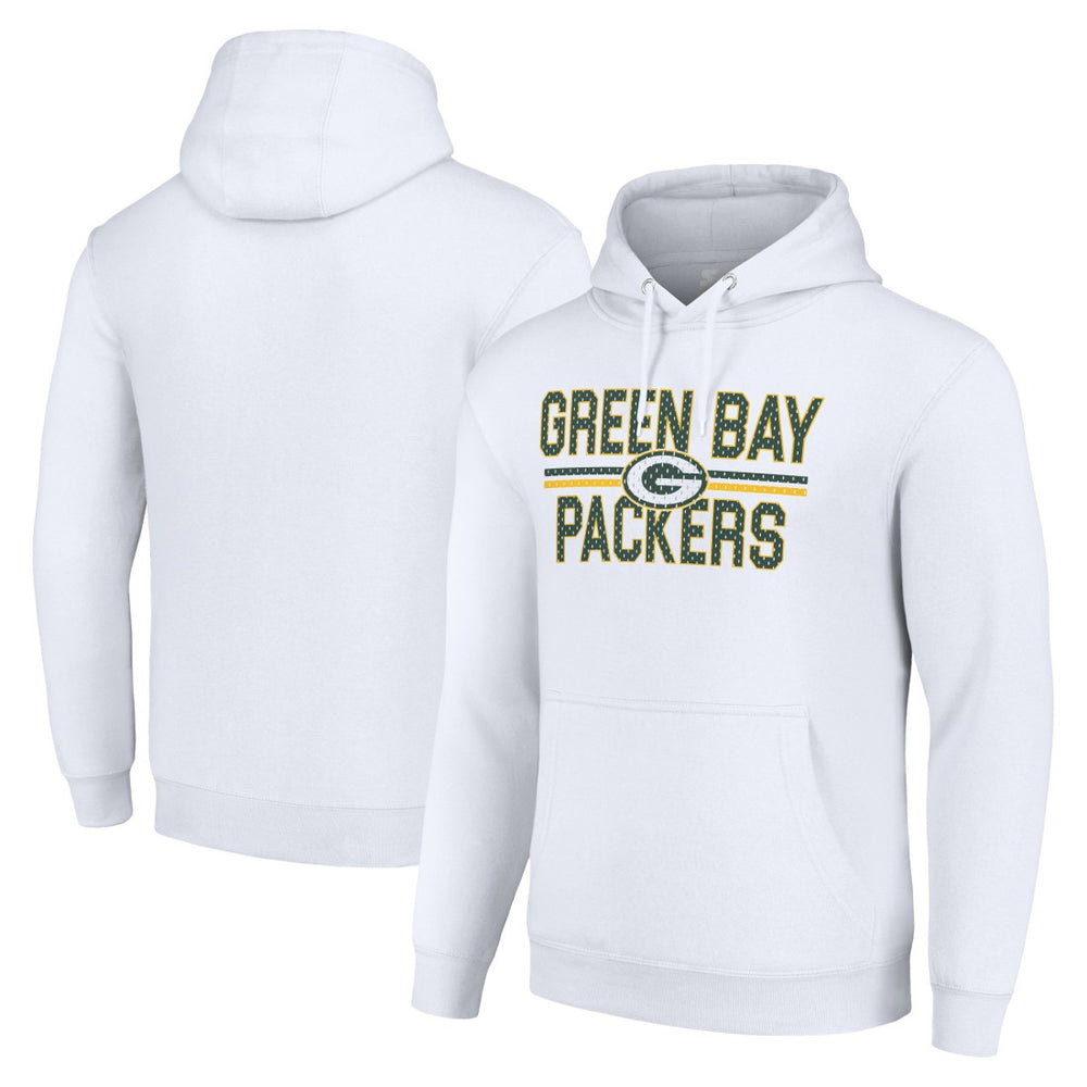 Green Bay Packers Starter Unisex Team Mesh Print Graphic Tri-Blend Pullover Hoodie White