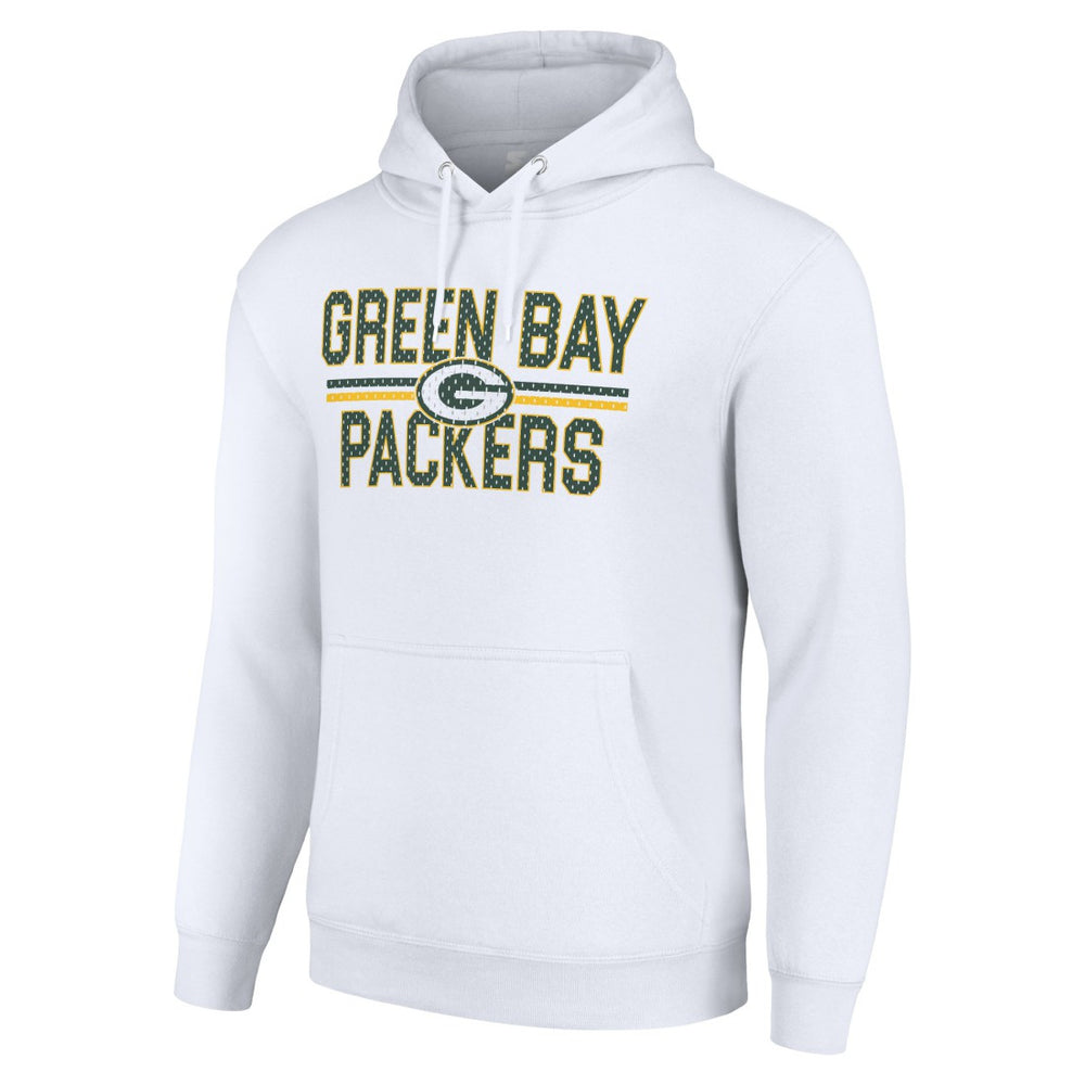 Green Bay Packers Starter Unisex Team Mesh Print Graphic Tri-Blend Pullover Hoodie White
