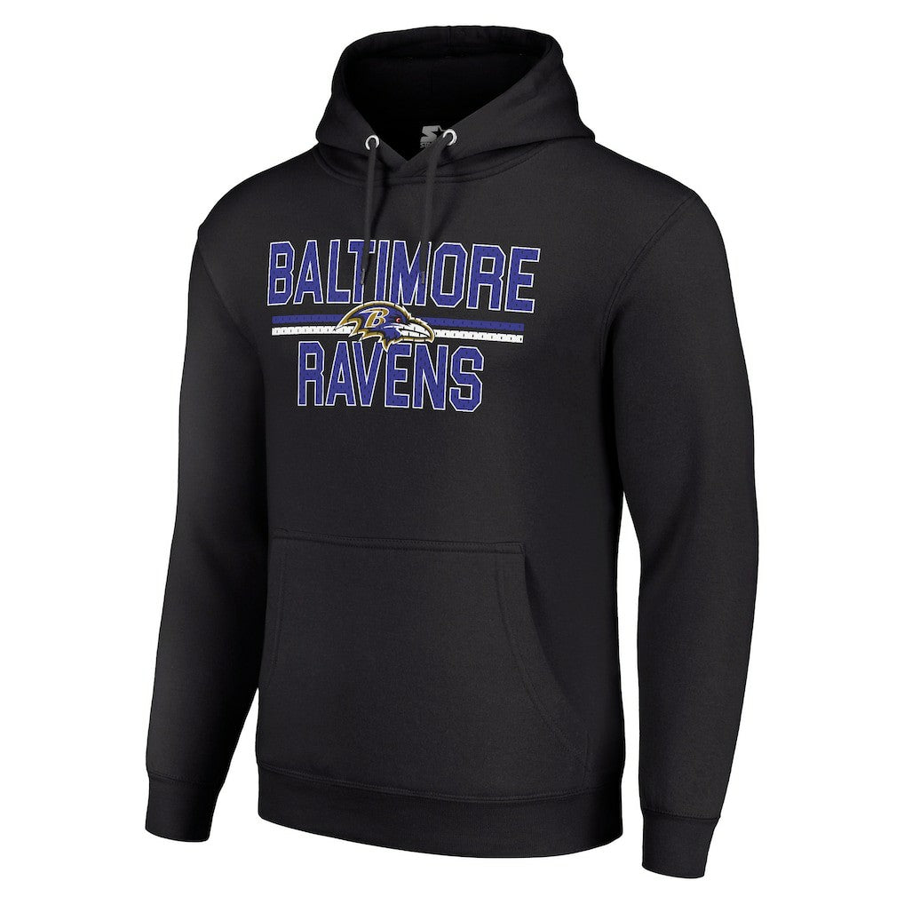 Baltimore Ravens Starter Unisex Team Mesh Print Graphic Tri-Blend Pullover Hoodie Black
