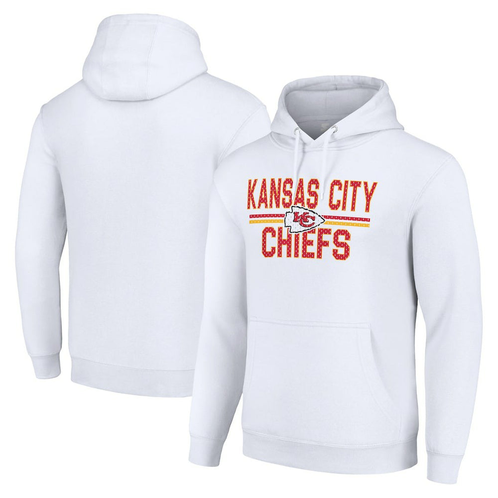 Kansas City Chiefs Starter Unisex Team Mesh Print Graphic Tri-Blend Pullover Hoodie White