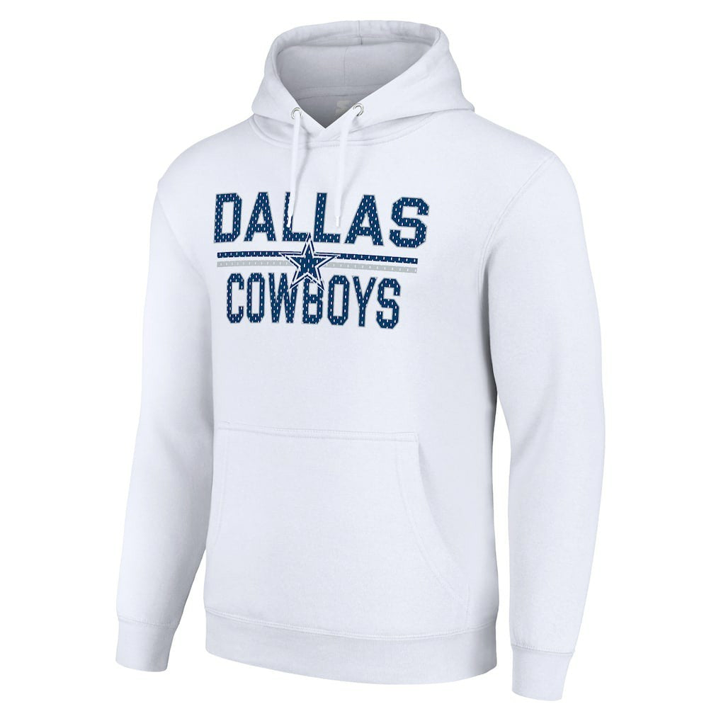 Dallas Cowboys Starter Unisex Team Mesh Print Graphic Tri-Blend Pullover Hoodie White