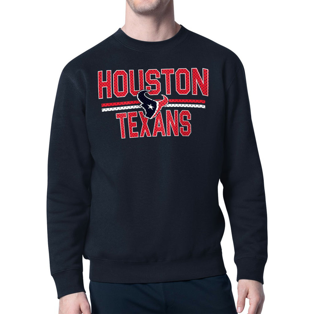 Houston Texans Starter Team Mesh Print Graphic Pullover Sweatshirt Navy
