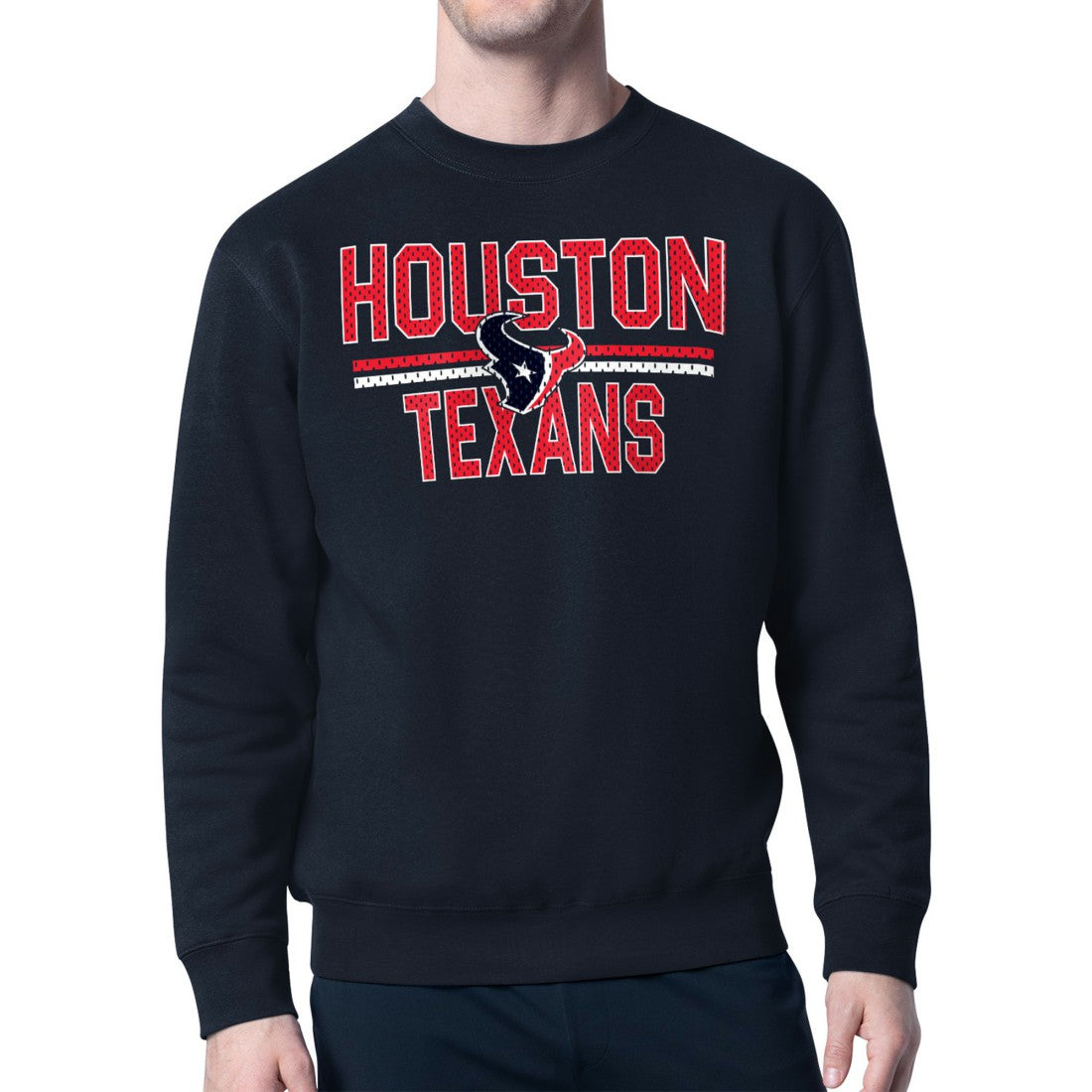 Houston Texans Starter Team Mesh Print Graphic Pullover Sweatshirt Navy