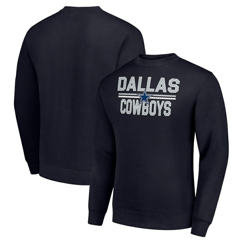 Dallas Cowboys Starter Team Mesh Print Graphic Pullover Sweatshirt Navy
