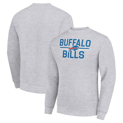 Buffalo Bills Starter Team Mesh Print Graphic Pullover Sweatshirt Heather Gray