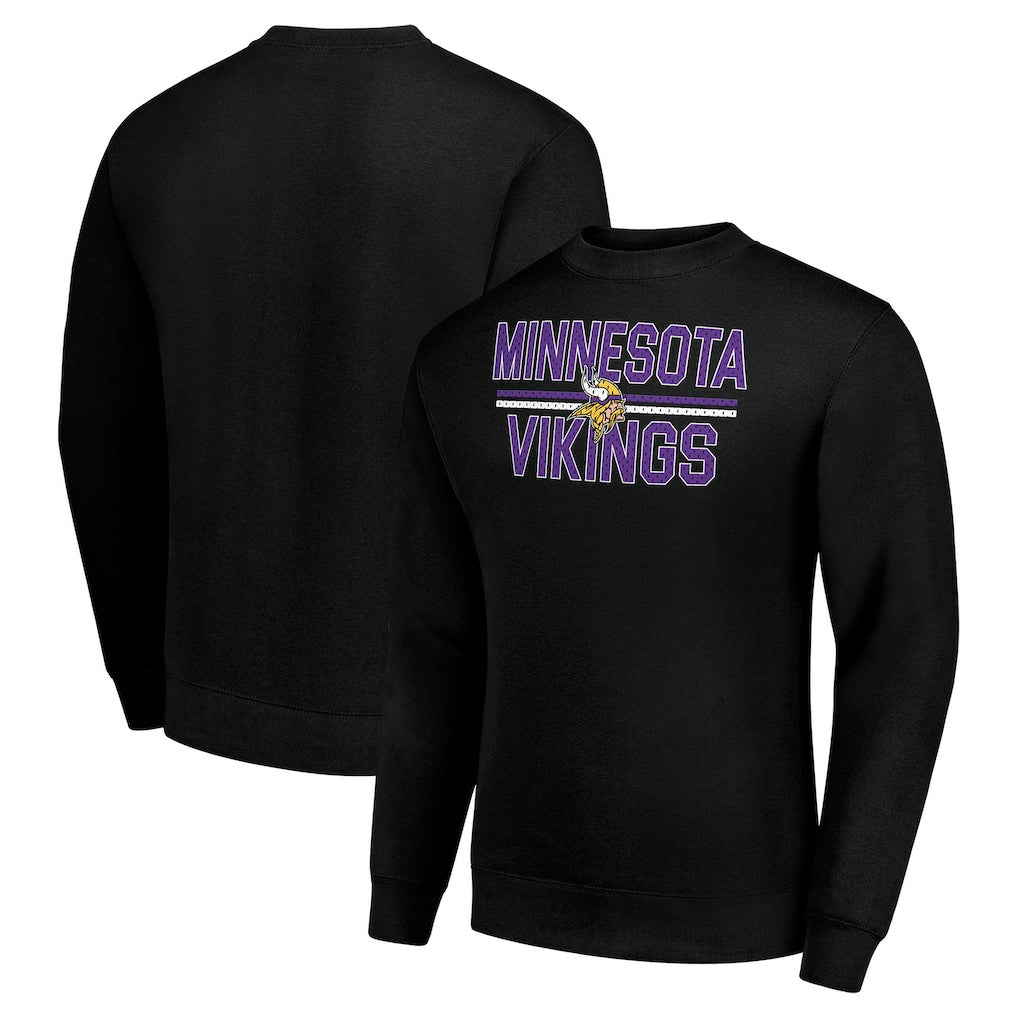 Minnesota Vikings Starter Team Mesh Print Graphic Pullover Sweatshirt Black