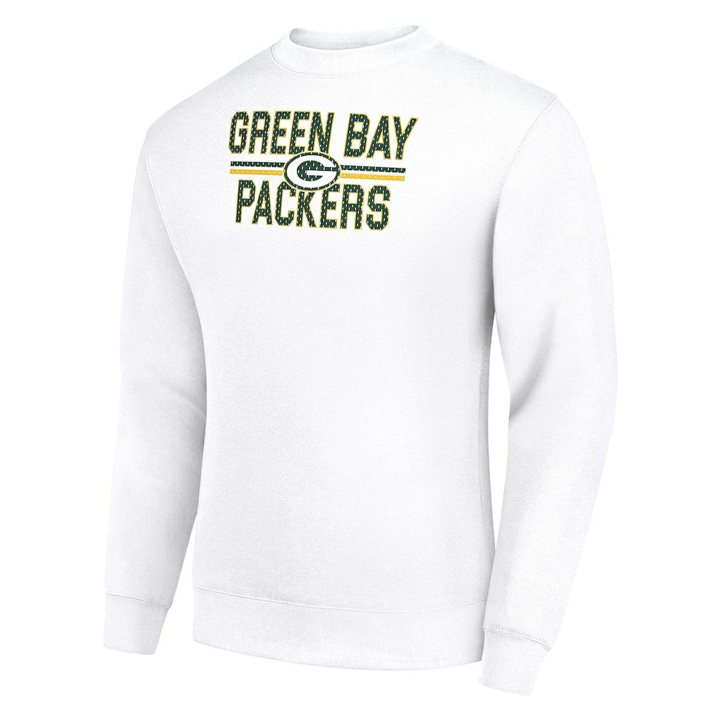 Green Bay Packers Starter Team Mesh Print Graphic Pullover Sweatshirt White