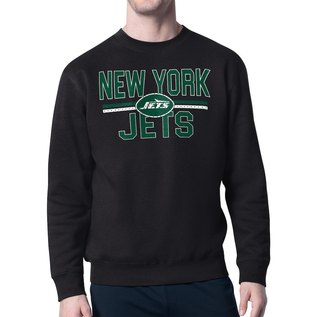New York Jets Starter Team Mesh Print Graphic Pullover Sweatshirt Black