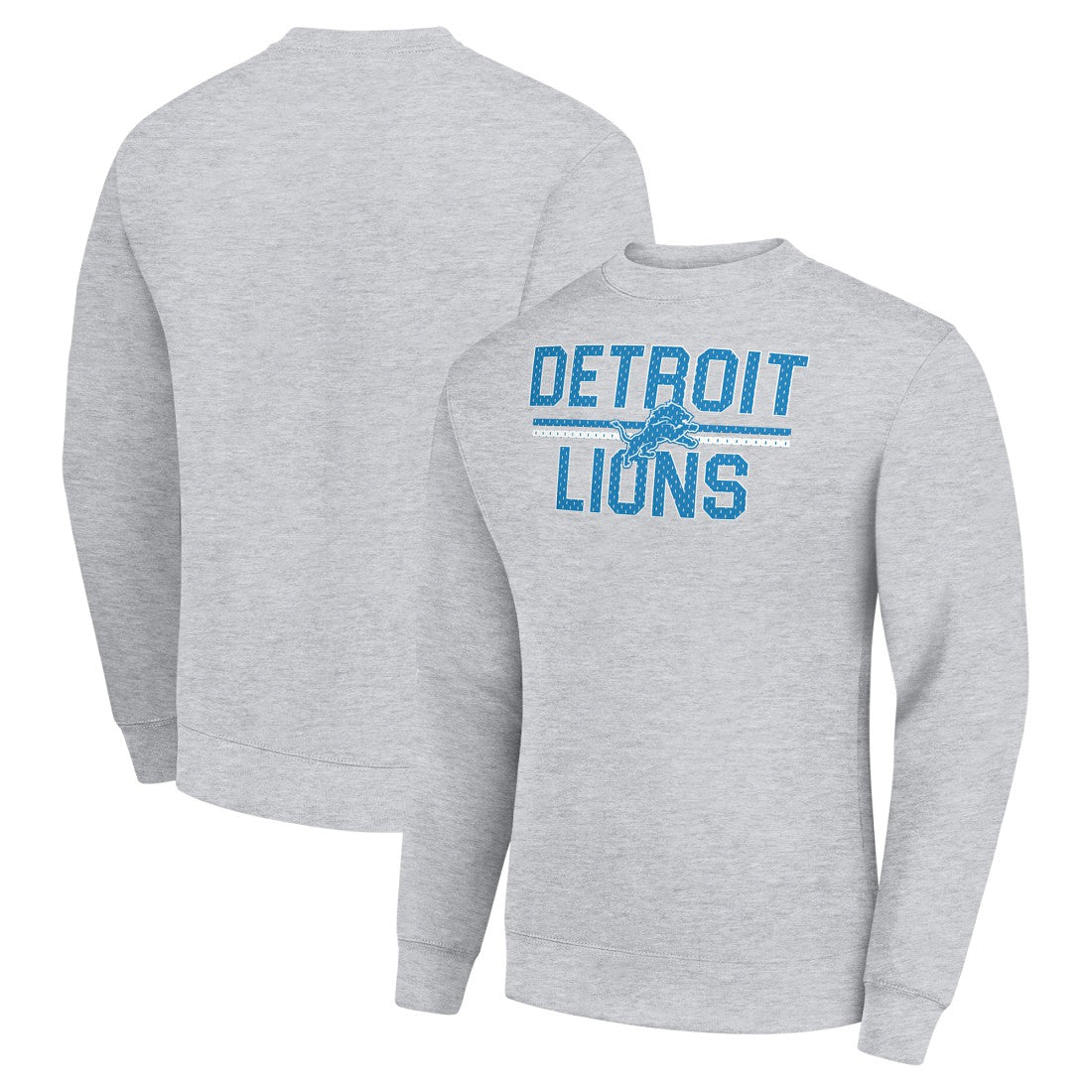 Detroit Lions Starter Team Mesh Print Graphic Pullover Sweatshirt Heather Gray