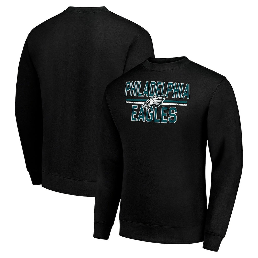 Philadelphia Eagles Starter Team Mesh Print Graphic Pullover Sweatshirt Black