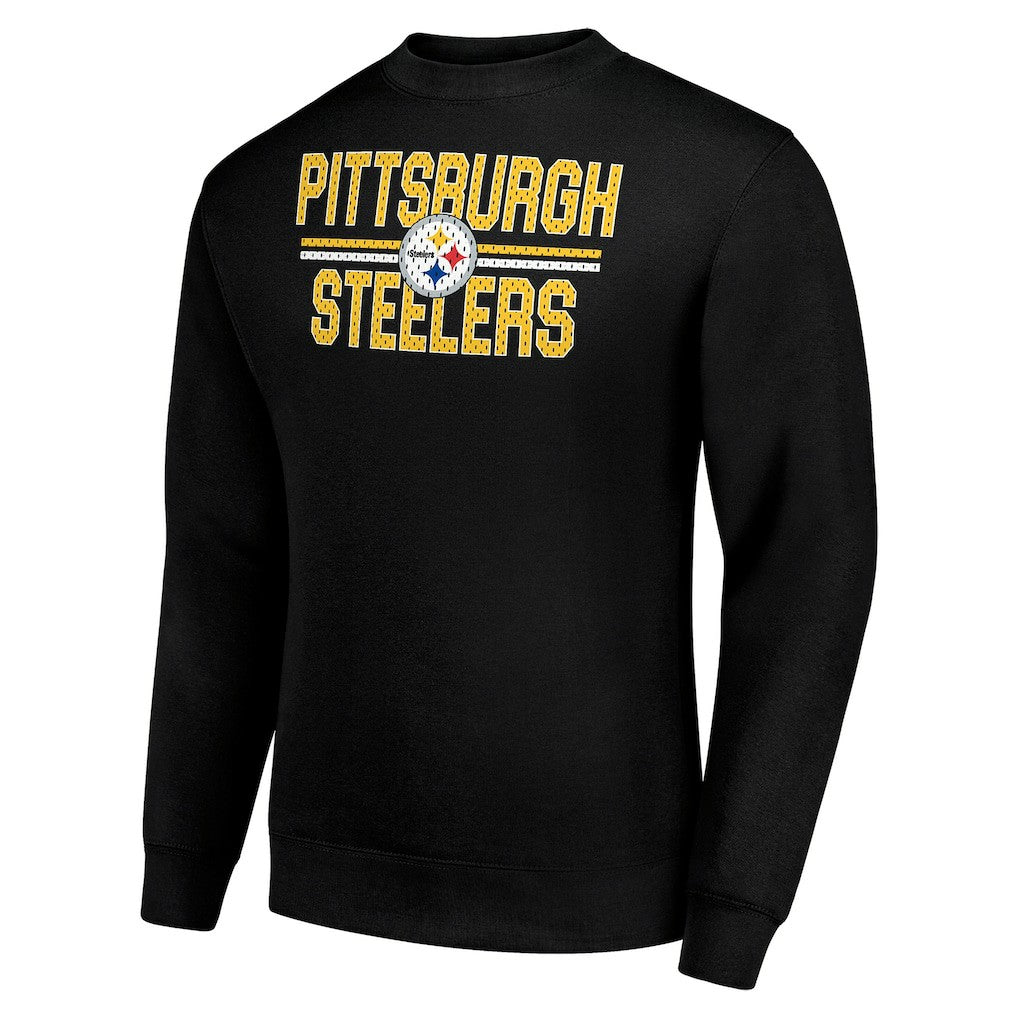Pittsburgh Steelers Starter Team Mesh Print Graphic Pullover Sweatshirt Black