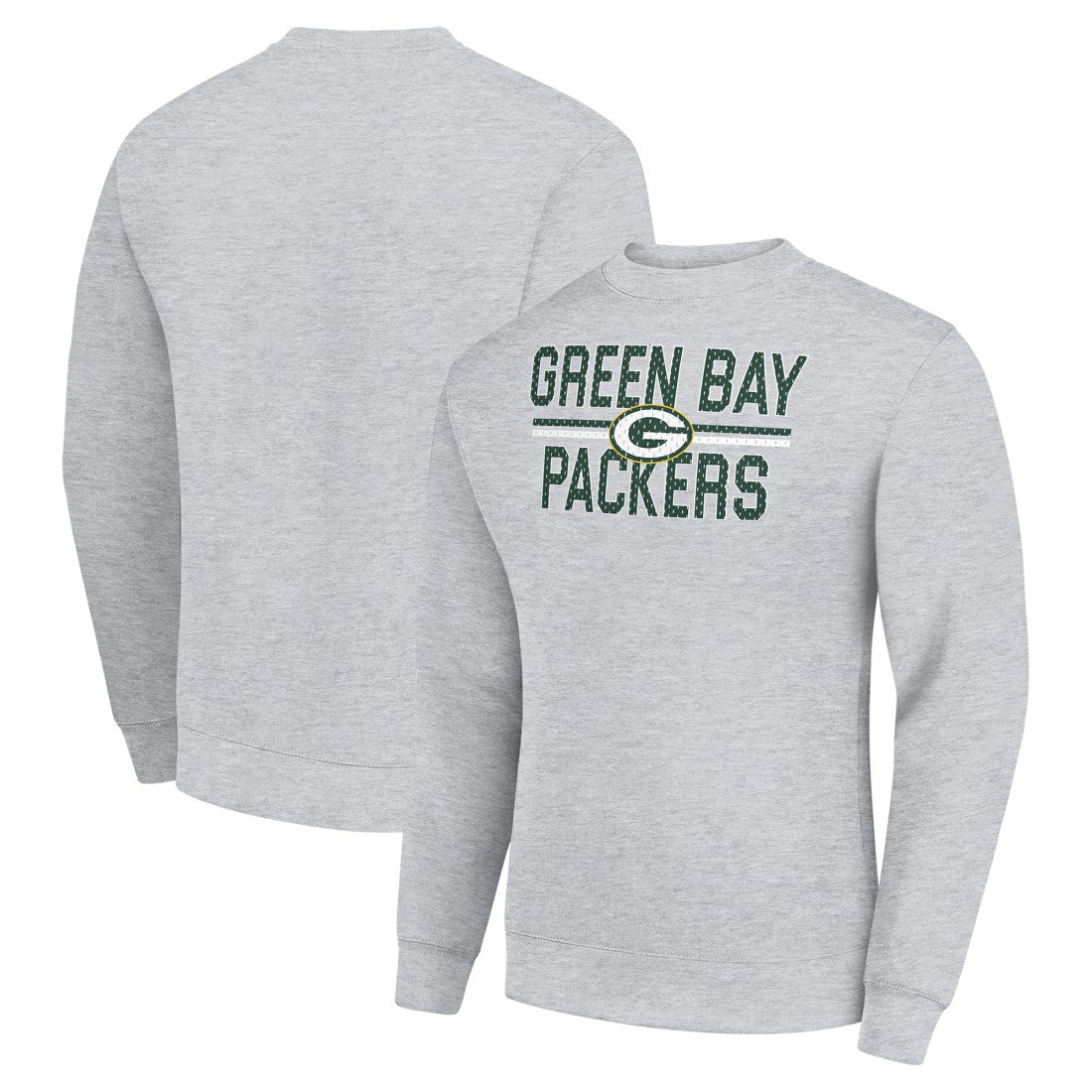 Green Bay Packers Starter Team Mesh Print Graphic Pullover Sweatshirt Heather Gray