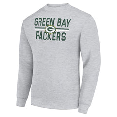 Green Bay Packers Starter Team Mesh Print Graphic Pullover Sweatshirt Heather Gray