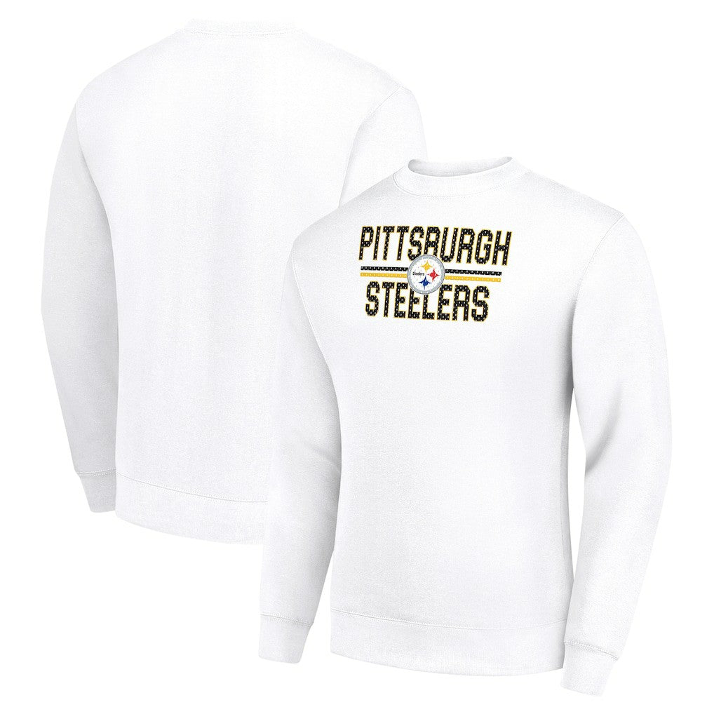 Pittsburgh Steelers Starter Team Mesh Print Graphic Pullover Sweatshirt White