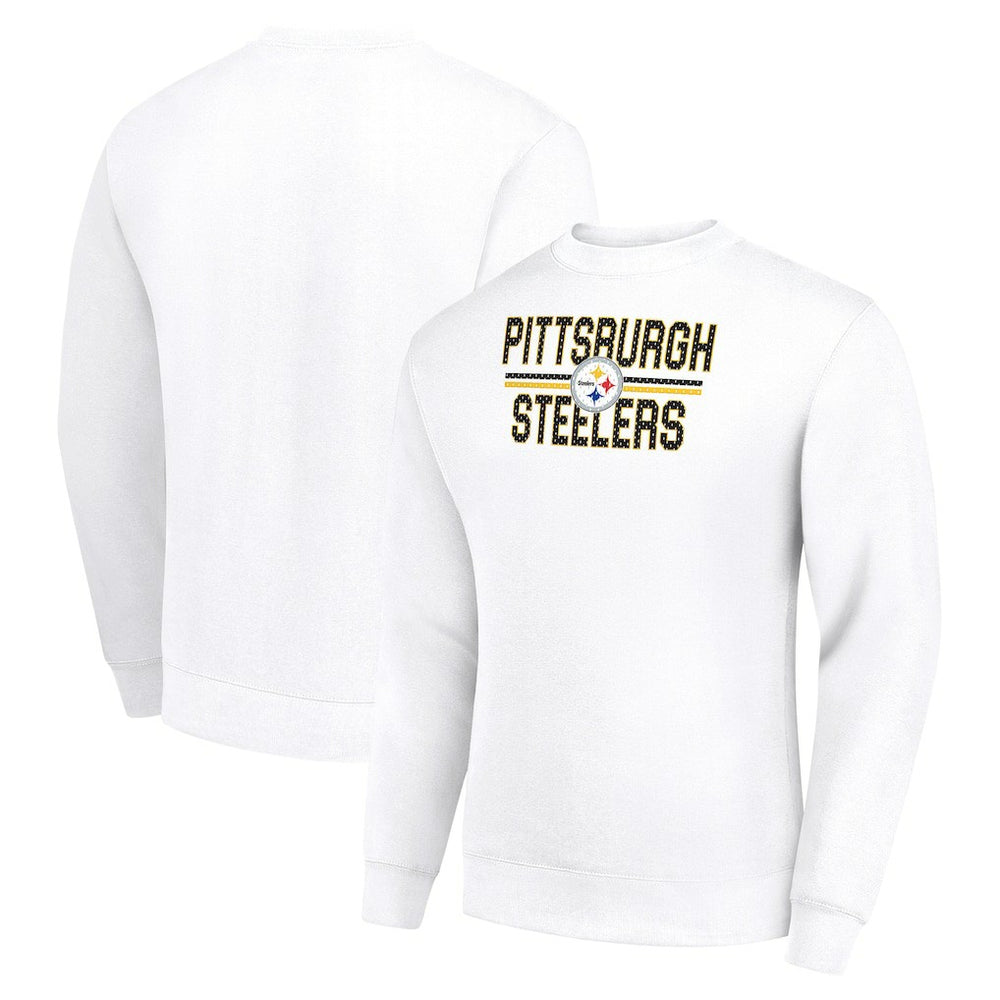 Pittsburgh Steelers Starter Team Mesh Print Graphic Pullover Sweatshirt White