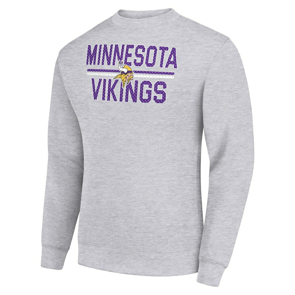 Minnesota Vikings Starter Team Mesh Print Graphic Pullover Sweatshirt Heather Gray