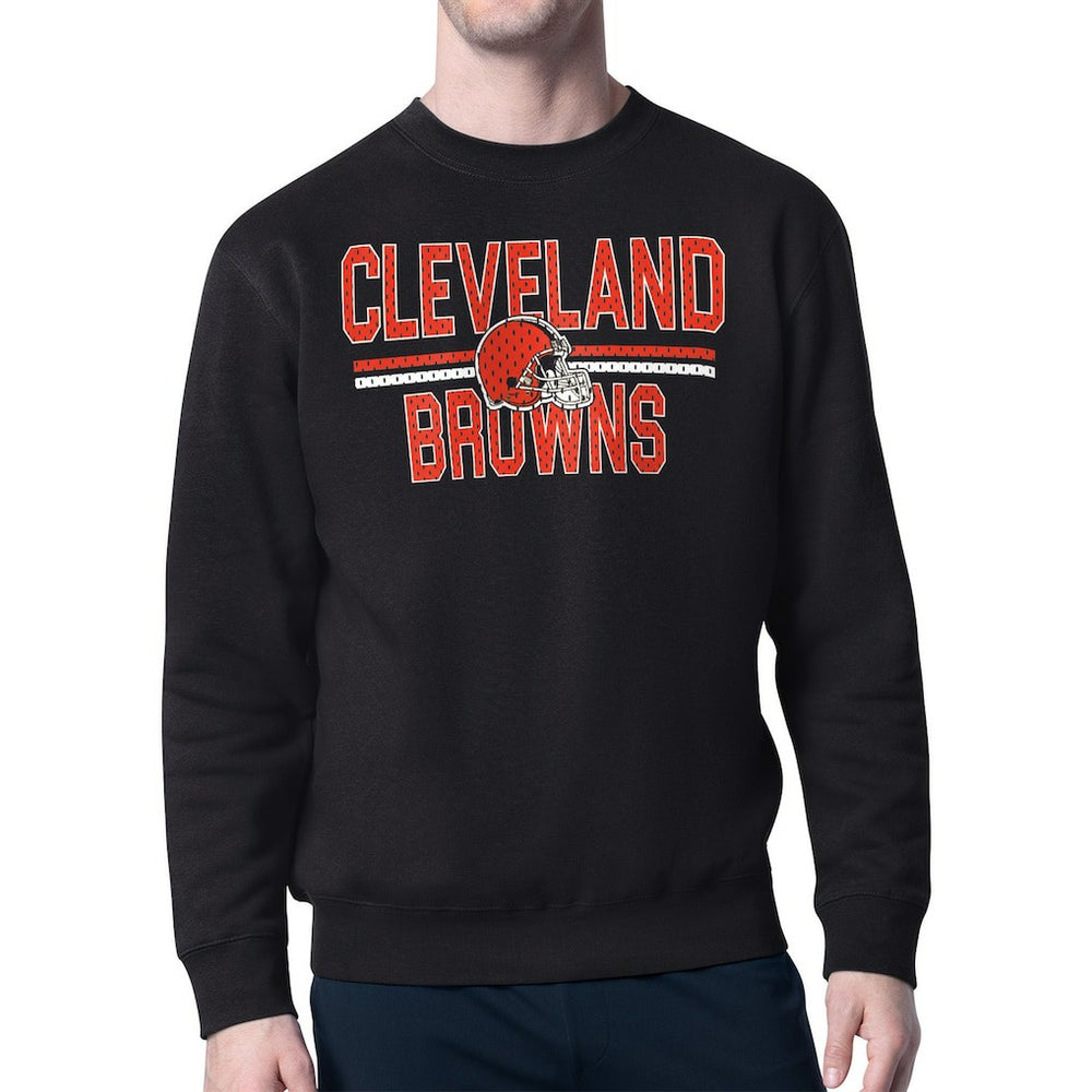 Cleveland Browns Starter Team Mesh Print Graphic Pullover Sweatshirt Black