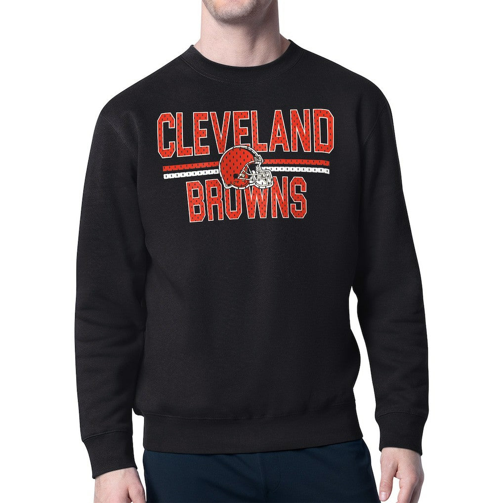 Cleveland Browns Starter Team Mesh Print Graphic Pullover Sweatshirt Black