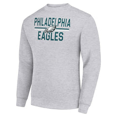 Philadelphia Eagles Starter Team Mesh Print Graphic Pullover Sweatshirt Heather Gray