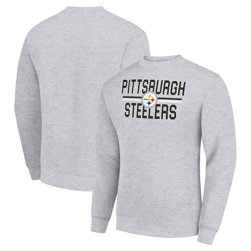 Pittsburgh Steelers Starter Team Mesh Print Graphic Pullover Sweatshirt Heather Gray